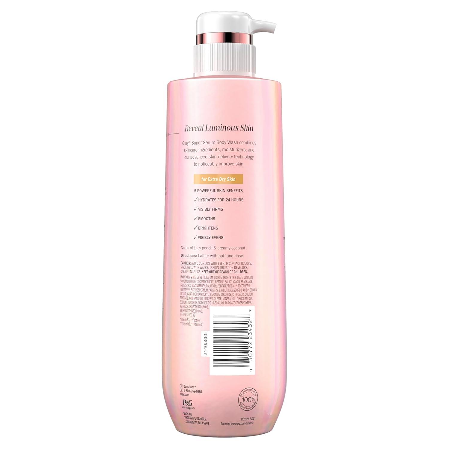 imageOlay Super Serum Body Wash for Normal Skin 24hr Long Lasting Hydration 5 Ingredient Serum Complex for Bright Even Firm Luminous Skin 185 fl ozExtra Dry