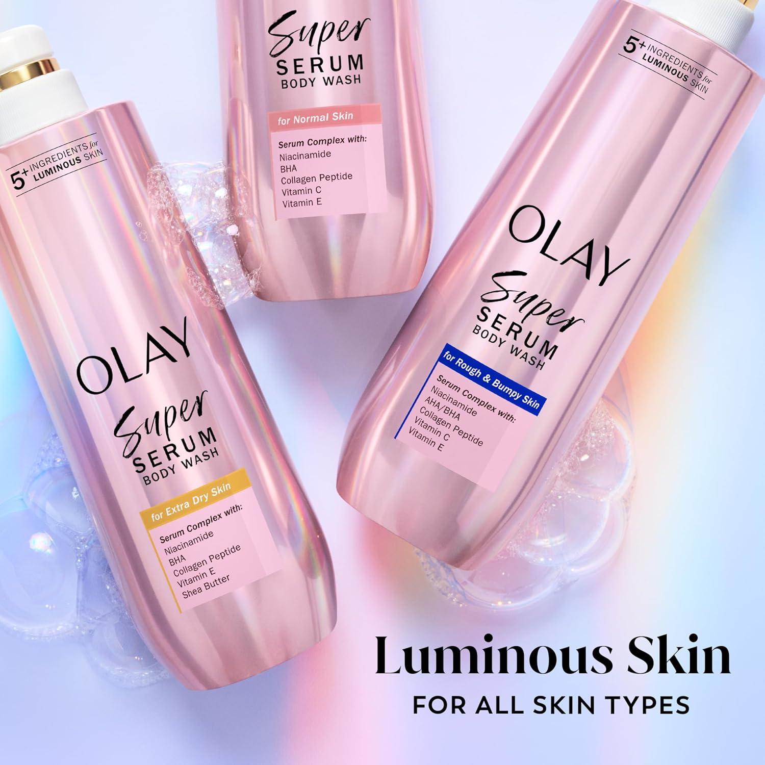 imageOlay Super Serum Body Wash for Normal Skin 24hr Long Lasting Hydration 5 Ingredient Serum Complex for Bright Even Firm Luminous Skin 185 fl ozExtra Dry