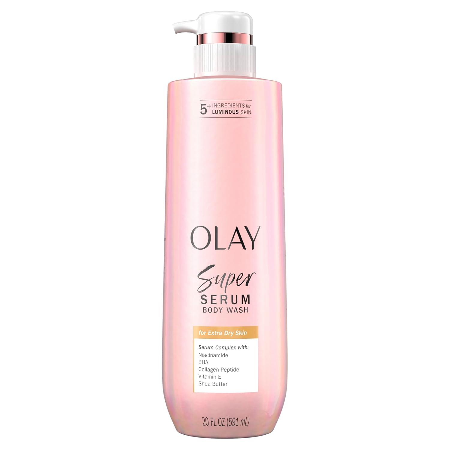 imageOlay Super Serum Body Wash for Normal Skin 24hr Long Lasting Hydration 5 Ingredient Serum Complex for Bright Even Firm Luminous Skin 185 fl ozExtra Dry