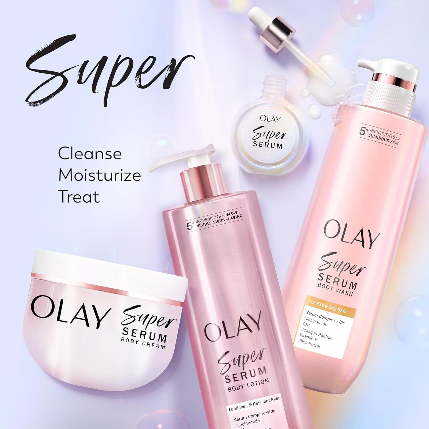 imageOlay Super Serum Body Wash for Normal Skin 24hr Long Lasting Hydration 5 Ingredient Serum Complex for Bright Even Firm Luminous Skin 185 fl ozExtra Dry