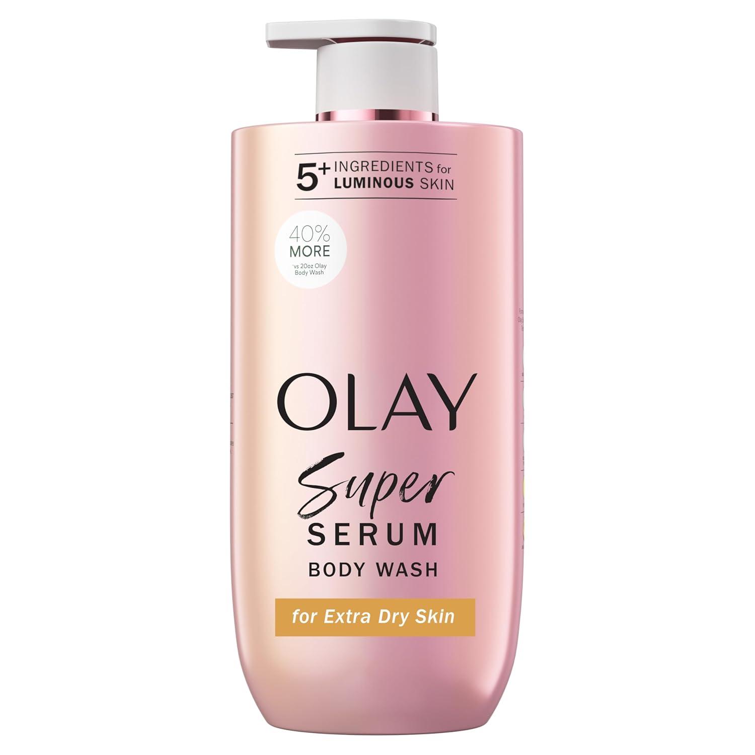 imageOlay Super Serum Body Wash for Normal Skin 24hr Long Lasting Hydration 5 Ingredient Serum Complex for Bright Even Firm Luminous Skin 185 fl ozExtra Dry