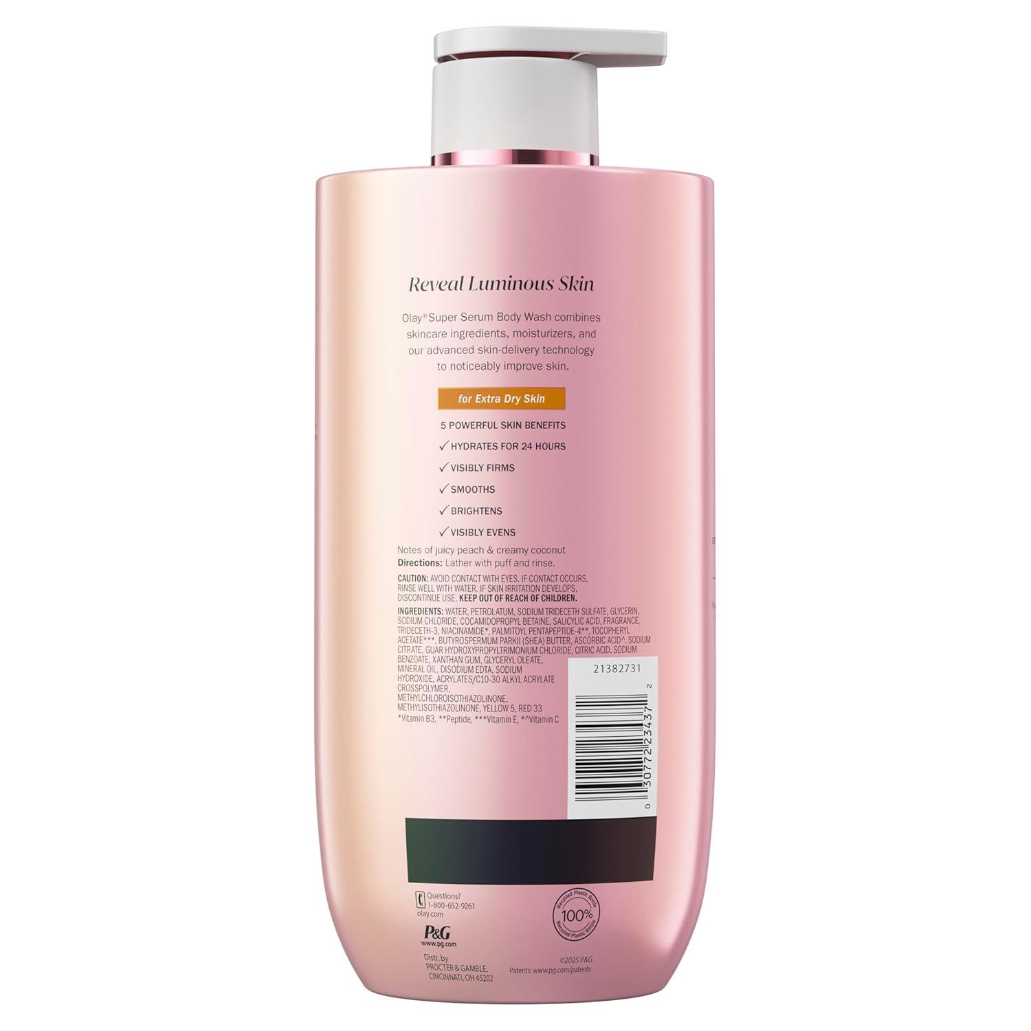 imageOlay Super Serum Body Wash for Normal Skin 24hr Long Lasting Hydration 5 Ingredient Serum Complex for Bright Even Firm Luminous Skin 185 fl ozExtra Dry