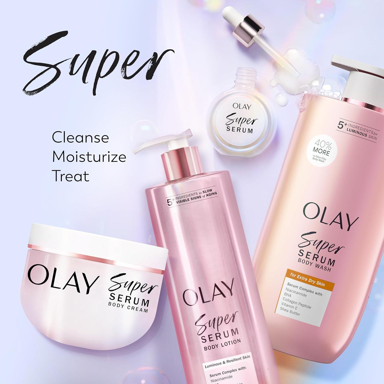 imageOlay Super Serum Body Wash for Normal Skin 24hr Long Lasting Hydration 5 Ingredient Serum Complex for Bright Even Firm Luminous Skin 185 fl ozExtra Dry