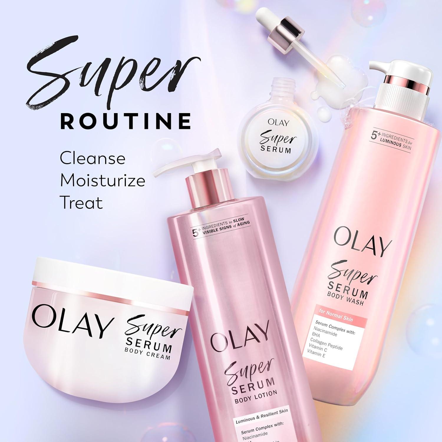imageOlay Super Serum Body Wash for Normal Skin 24hr Long Lasting Hydration 5 Ingredient Serum Complex for Bright Even Firm Luminous Skin 185 fl ozNormal