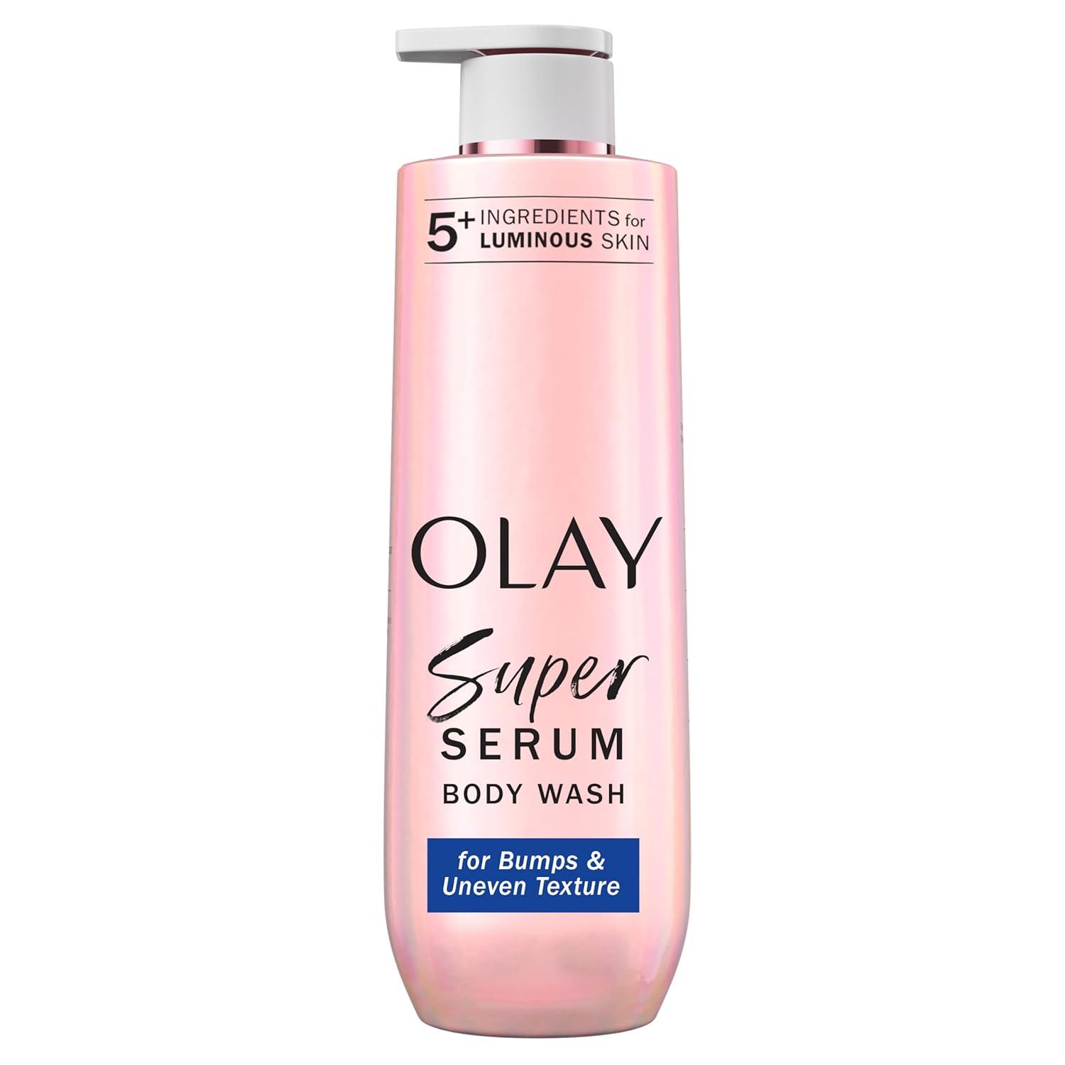 imageOlay Super Serum Body Wash for Normal Skin 24hr Long Lasting Hydration 5 Ingredient Serum Complex for Bright Even Firm Luminous Skin 185 fl ozRough Bumpy