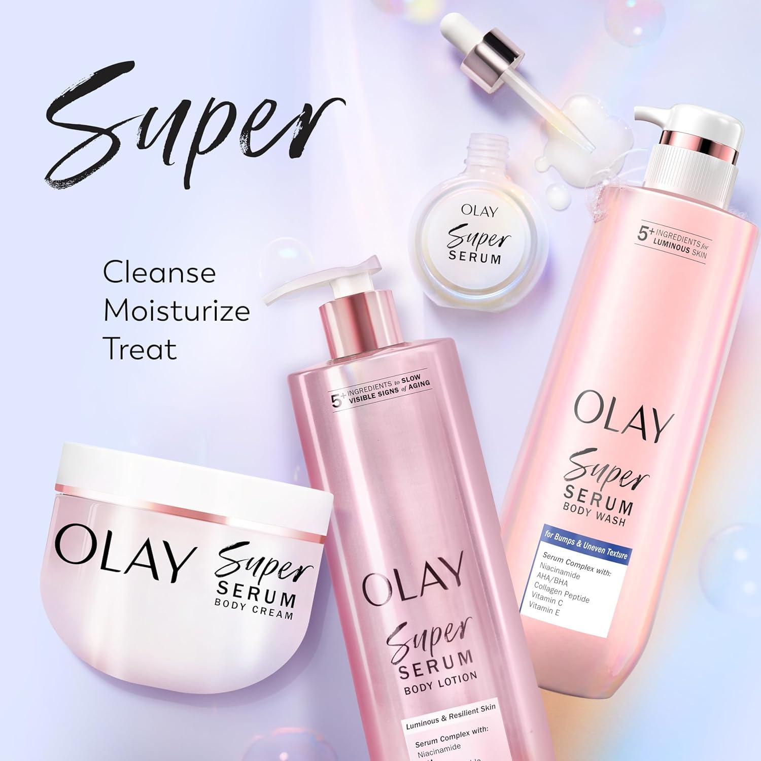 imageOlay Super Serum Body Wash for Normal Skin 24hr Long Lasting Hydration 5 Ingredient Serum Complex for Bright Even Firm Luminous Skin 185 fl ozRough Bumpy