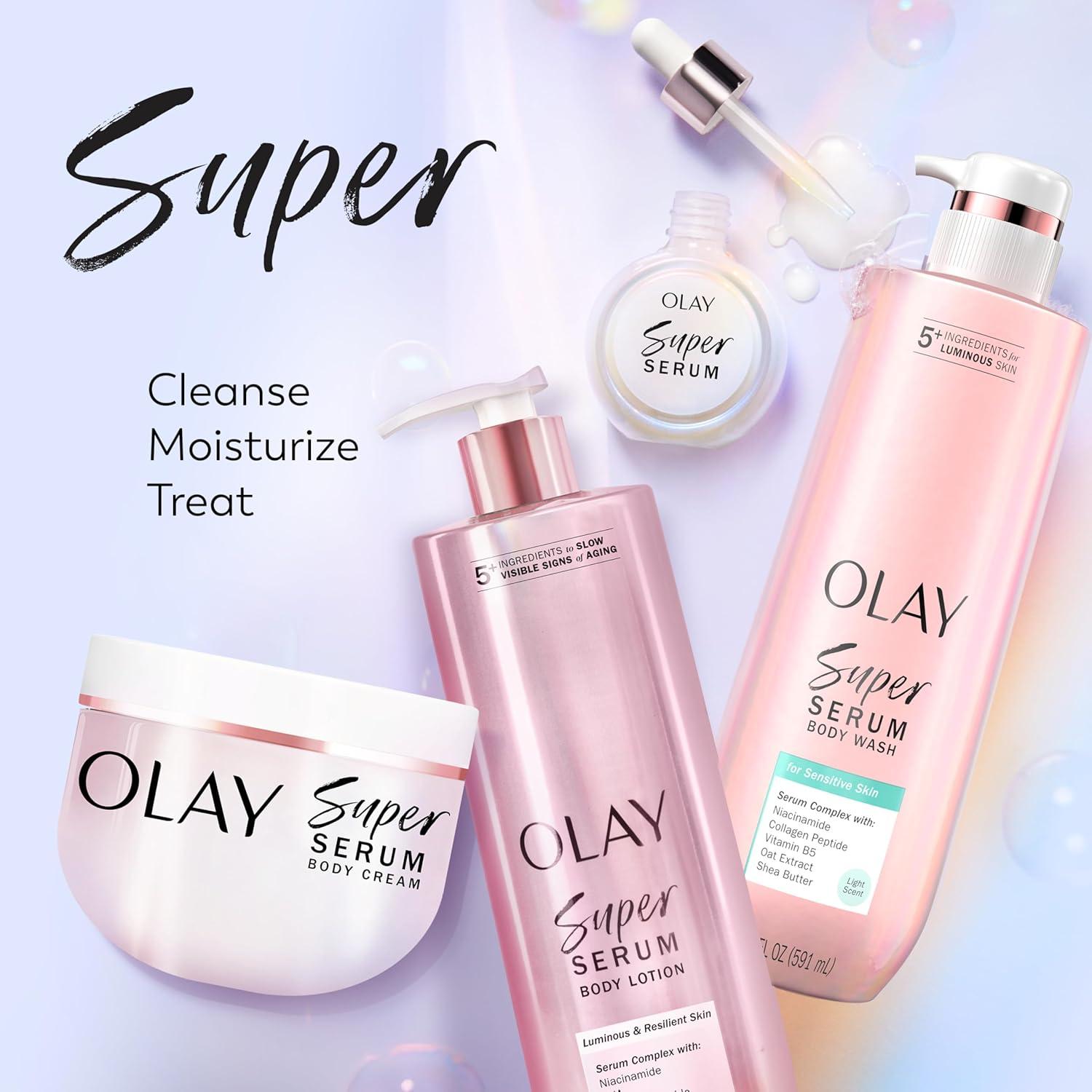 imageOlay Super Serum Body Wash for Normal Skin 24hr Long Lasting Hydration 5 Ingredient Serum Complex for Bright Even Firm Luminous Skin 185 fl ozSensitive