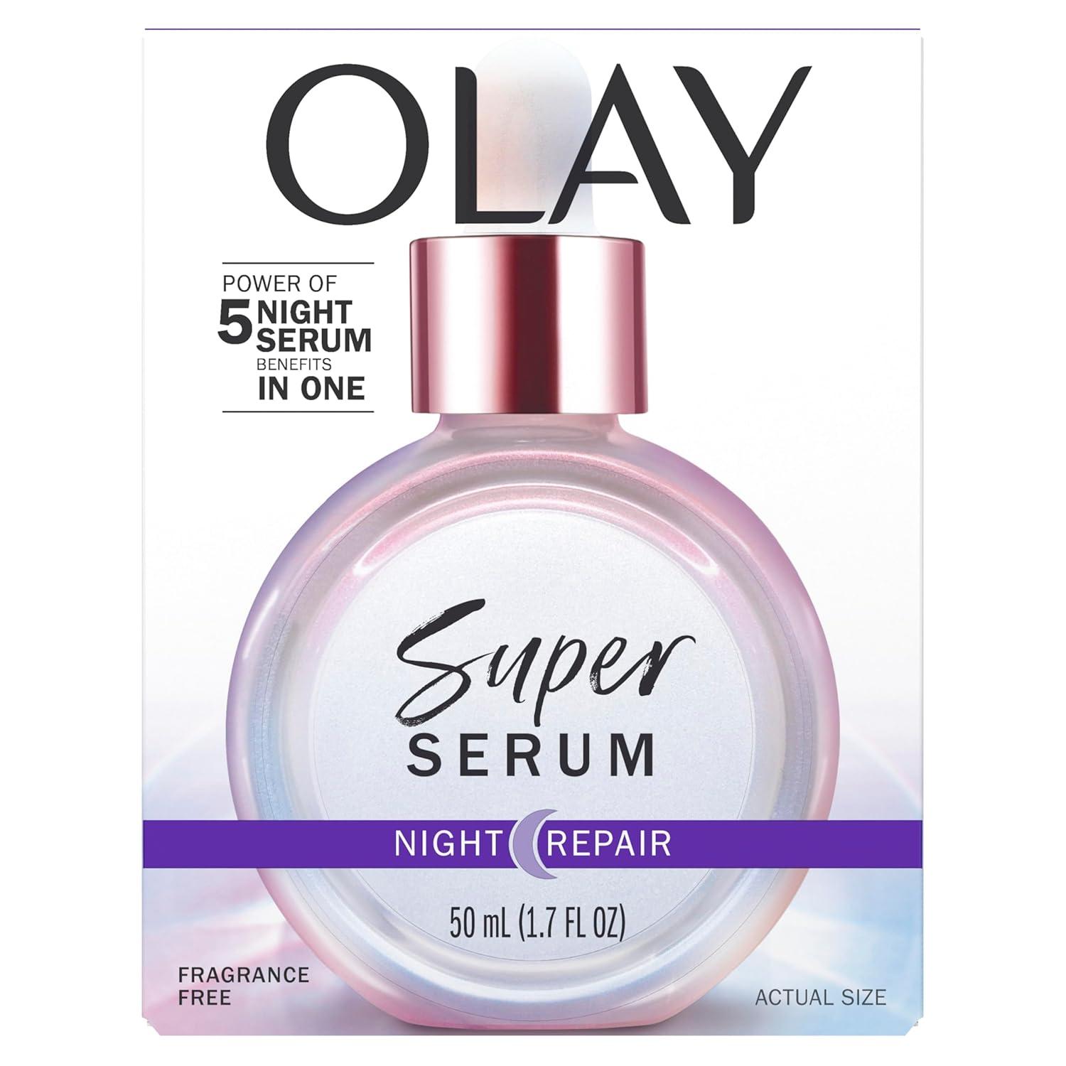 imageOlay Super Serum Night Repair FragranceFree Niacinamide Peptide Salicylic amp Lactic Acid Glycerin 5in1 Skin Care Benefits Hydrating Evens Tone Reduces Dark Spots AntiAging 17 Oz17 Fl Oz Pack of 1