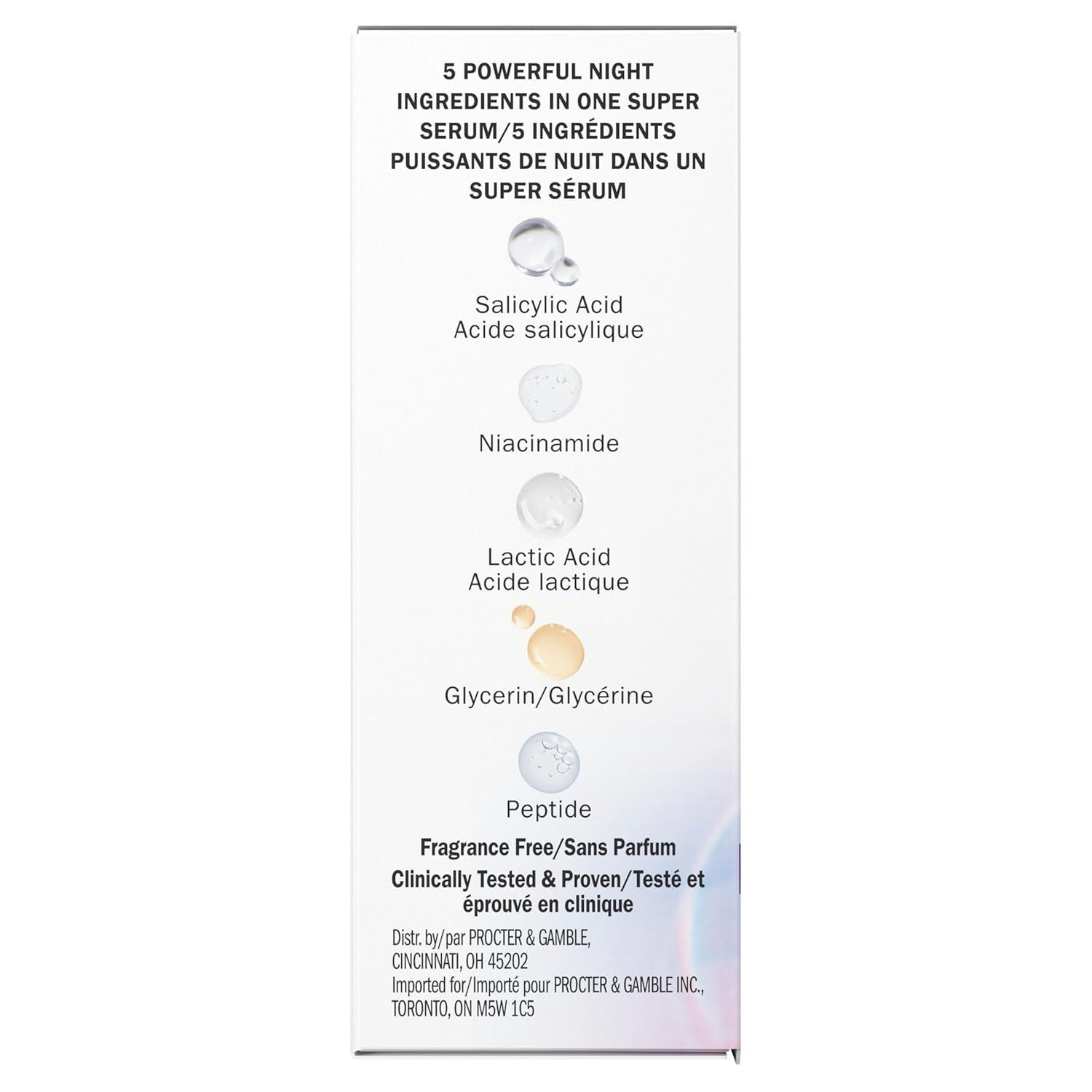 imageOlay Super Serum Night Repair FragranceFree Niacinamide Peptide Salicylic amp Lactic Acid Glycerin 5in1 Skin Care Benefits Hydrating Evens Tone Reduces Dark Spots AntiAging 17 Oz17 Fl Oz Pack of 1