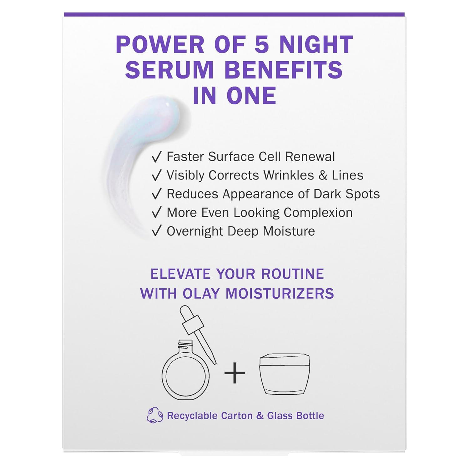 imageOlay Super Serum Night Repair FragranceFree Niacinamide Peptide Salicylic amp Lactic Acid Glycerin 5in1 Skin Care Benefits Hydrating Evens Tone Reduces Dark Spots AntiAging 17 Oz17 Fl Oz Pack of 1