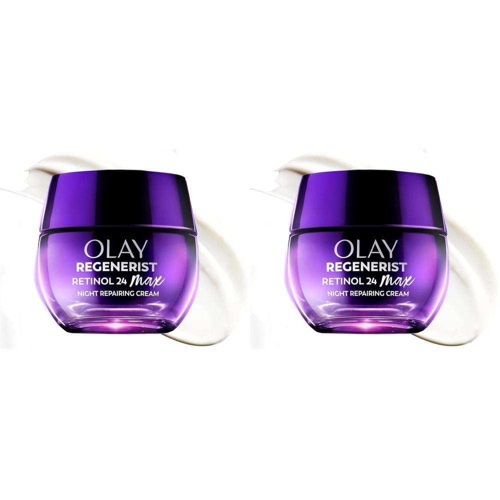 imageOlay Retinol Night Cream for Women MAX AntiAging Face Mousturizer FragranceFree Non Greasy  AntiWrinkle Smooth Fine Lines Hydrating Skin Care  Triple Collagen Cream Niacinamide 17oz1 Ounce Pack of 2