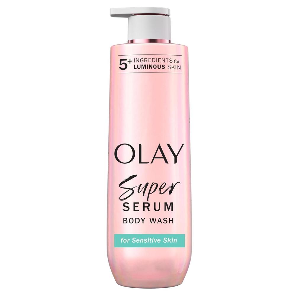 imageOlay Super Serum Body Wash for Normal Skin 24hr Long Lasting Hydration 5 Ingredient Serum Complex for Bright Even Firm Luminous Skin 185 fl ozSensitive