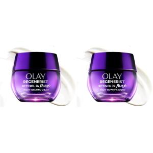 Olay Retinol Night Cream for Women, MAX, Anti-Aging Face Mousturizer, Fragrance-Free, Non Greasy – Anti-Wrinkle, Smooth Fine Lines, Hydrating Skin Care – Triple Collagen Cream, Niacinamide, 1.7oz(1 Ounce (Pack of 2))