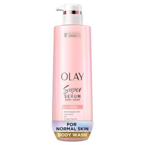 Olay Super Serum Body Wash for Normal Skin, 24hr Long Lasting Hydration, 5+ Ingredient Serum Complex for Bright Even Firm Luminous Skin, 18.5 fl oz(Normal)