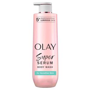 Olay Super Serum Body Wash for Normal Skin, 24hr Long Lasting Hydration, 5+ Ingredient Serum Complex for Bright Even Firm Luminous Skin, 18.5 fl oz(Sensitive)