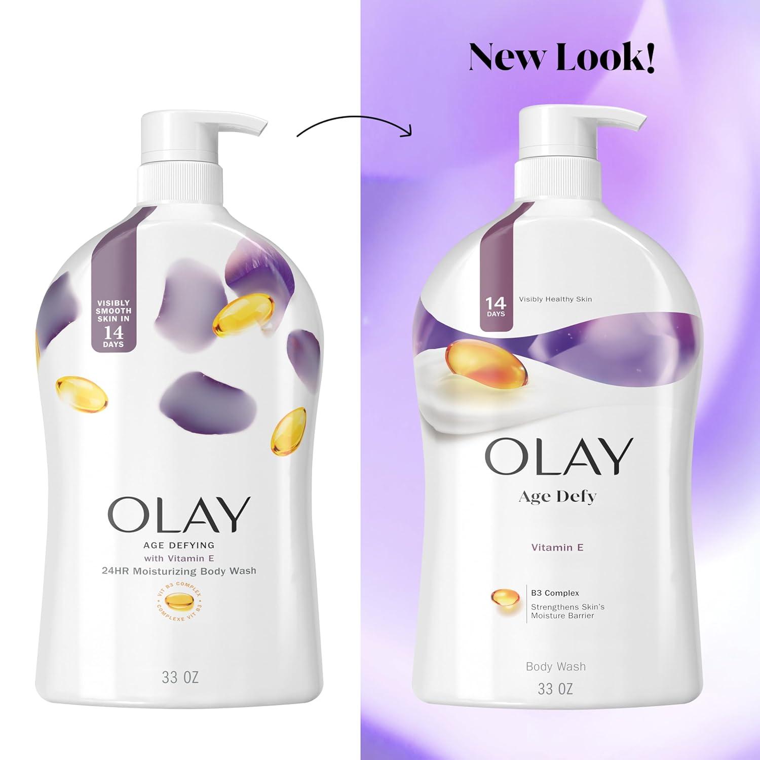 imageOlay Body Wash for Women Age Defy with Vitamin E 247 Moisture Barrier Repair Hydrating amp Cleansing for Visibly Soft Skin Vitamin B3 amp Hyaluronic Blend All Skin Types 22 fl oz Pack of 2Unscented
