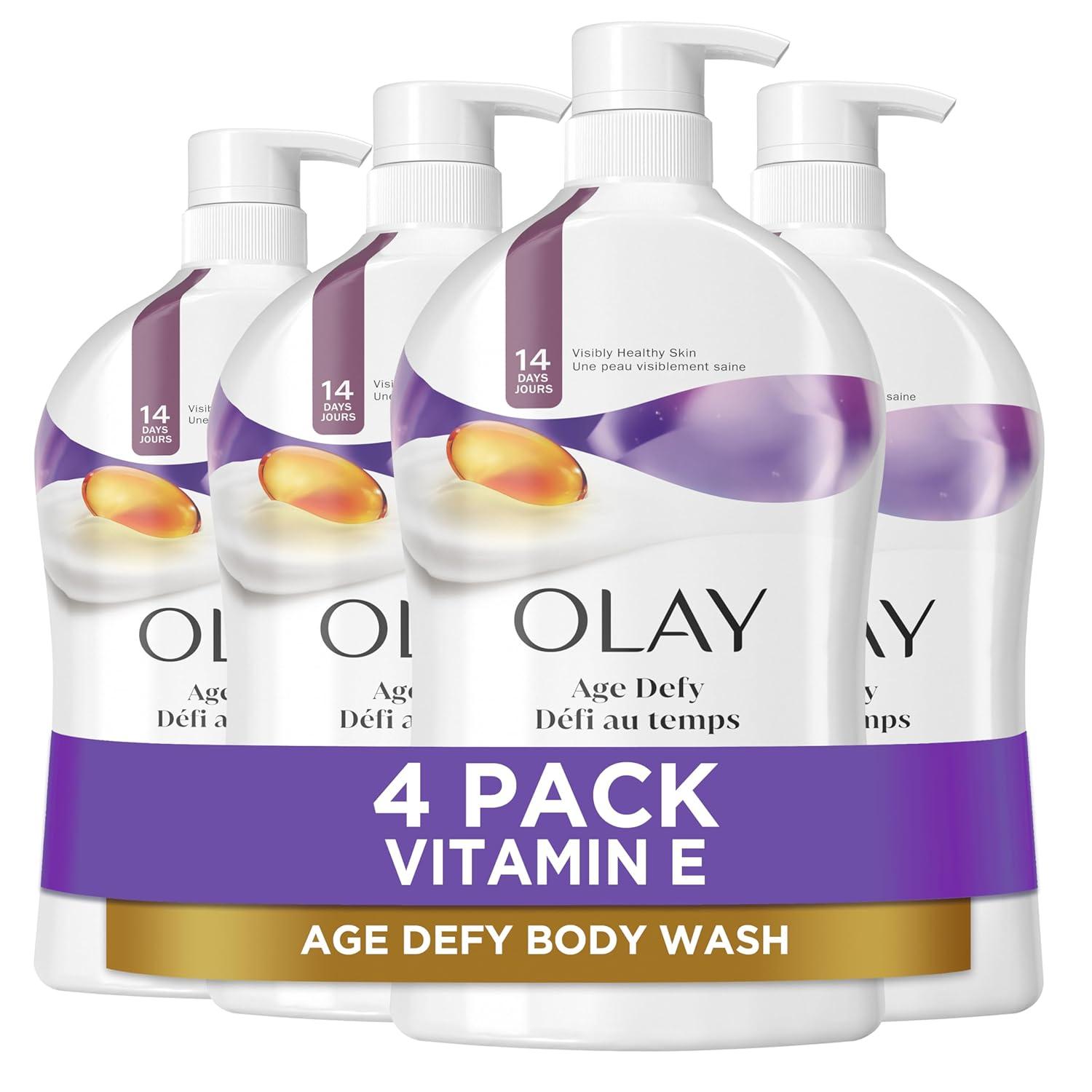 imageOlay Body Wash for Women Age Defy with Vitamin E 247 Moisture Barrier Repair Hydrating amp Cleansing for Visibly Soft Skin Vitamin B3 amp Hyaluronic Blend All Skin Types 22 fl oz Pack of 2Age Defying