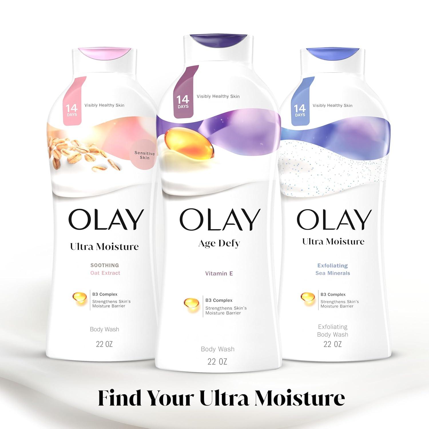 imageOlay Body Wash for Women Age Defy with Vitamin E 247 Moisture Barrier Repair Hydrating amp Cleansing for Visibly Soft Skin Vitamin B3 amp Hyaluronic Blend All Skin Types 22 fl oz Pack of 2Age Defying
