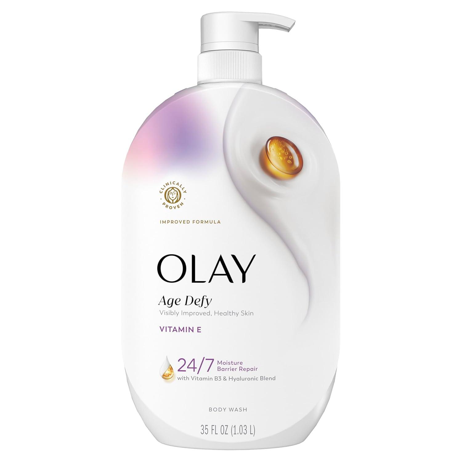 imageOlay Body Wash for Women Age Defy with Vitamin E 247 Moisture Barrier Repair Hydrating amp Cleansing for Visibly Soft Skin Vitamin B3 amp Hyaluronic Blend All Skin Types 22 fl oz Pack of 2Unscented