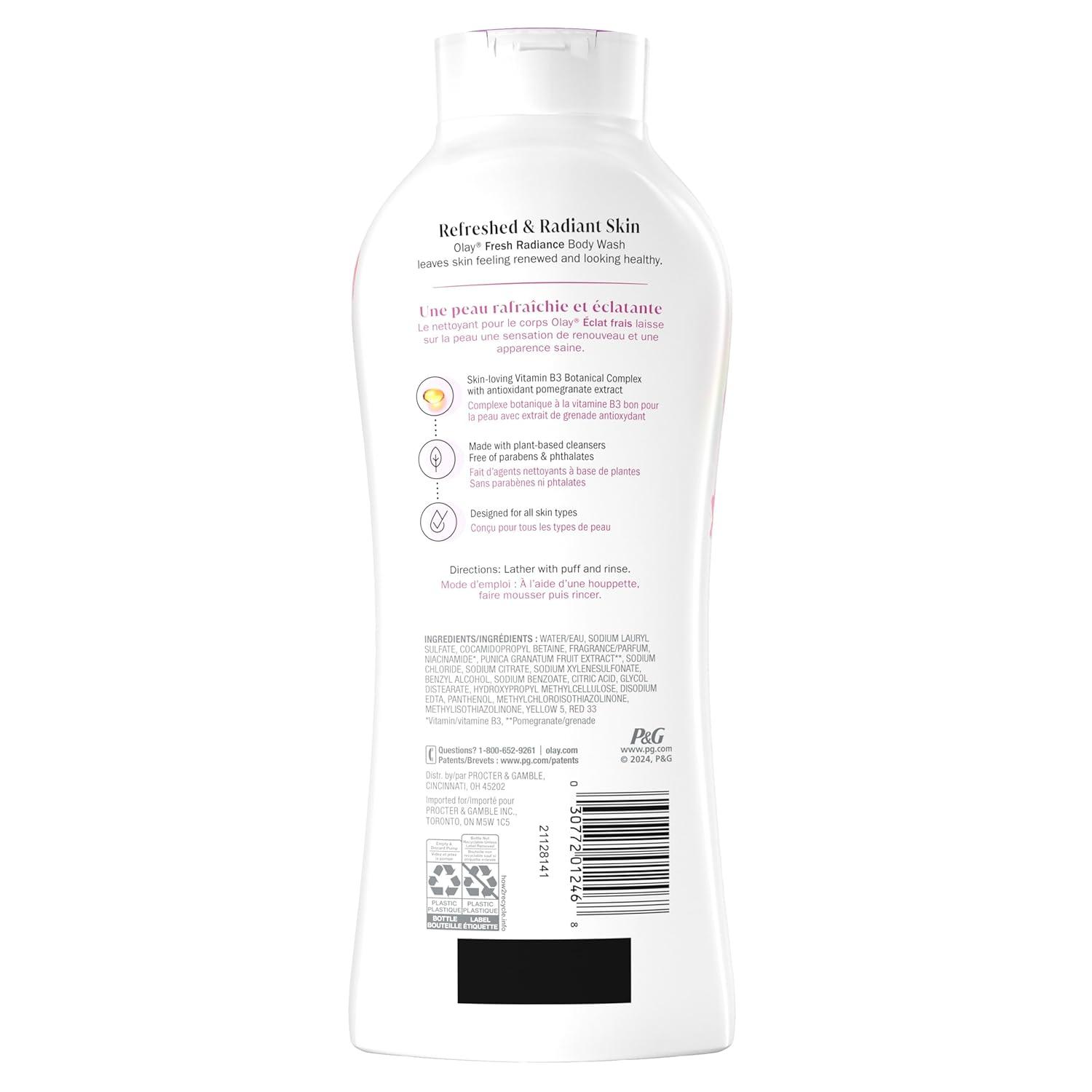 imageOlay Body Wash for Women Fresh Radiance 247 SkinLoving Freshness Visibly Radiant Plant Based Cleansers Vitamin B3 amp Antioxidant Blend For All Skin Types Cucumber amp Aloe Water Scent 22 fl ozPeach Cherry Blossom