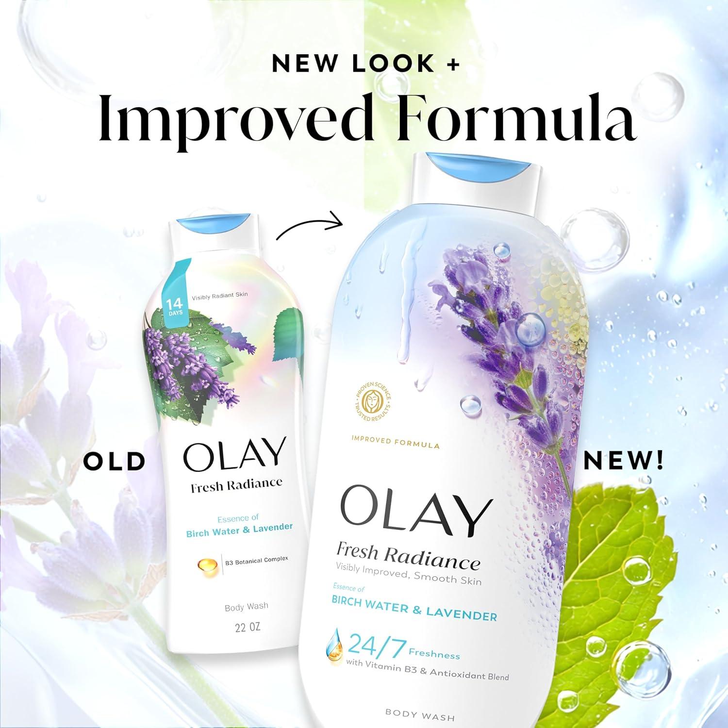 imageOlay Body Wash for Women Fresh Radiance 247 SkinLoving Freshness Visibly Radiant Plant Based Cleansers Vitamin B3 amp Antioxidant Blend For All Skin Types Cucumber amp Aloe Water Scent 22 fl ozBirch Water Lavender