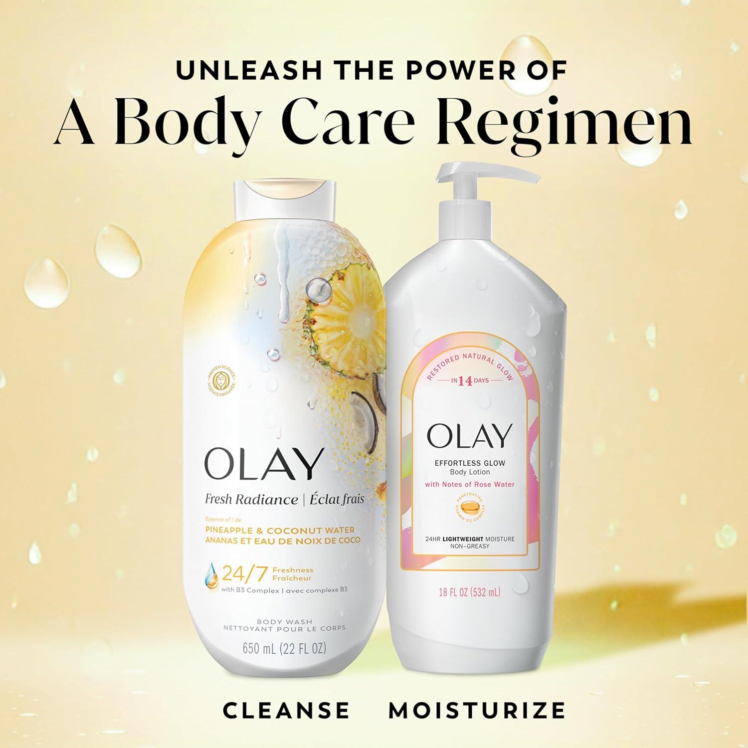 imageOlay Body Wash for Women Fresh Radiance 247 SkinLoving Freshness Visibly Radiant Plant Based Cleansers Vitamin B3 amp Antioxidant Blend For All Skin Types Cucumber amp Aloe Water Scent 22 fl ozPineapple Coconut Water