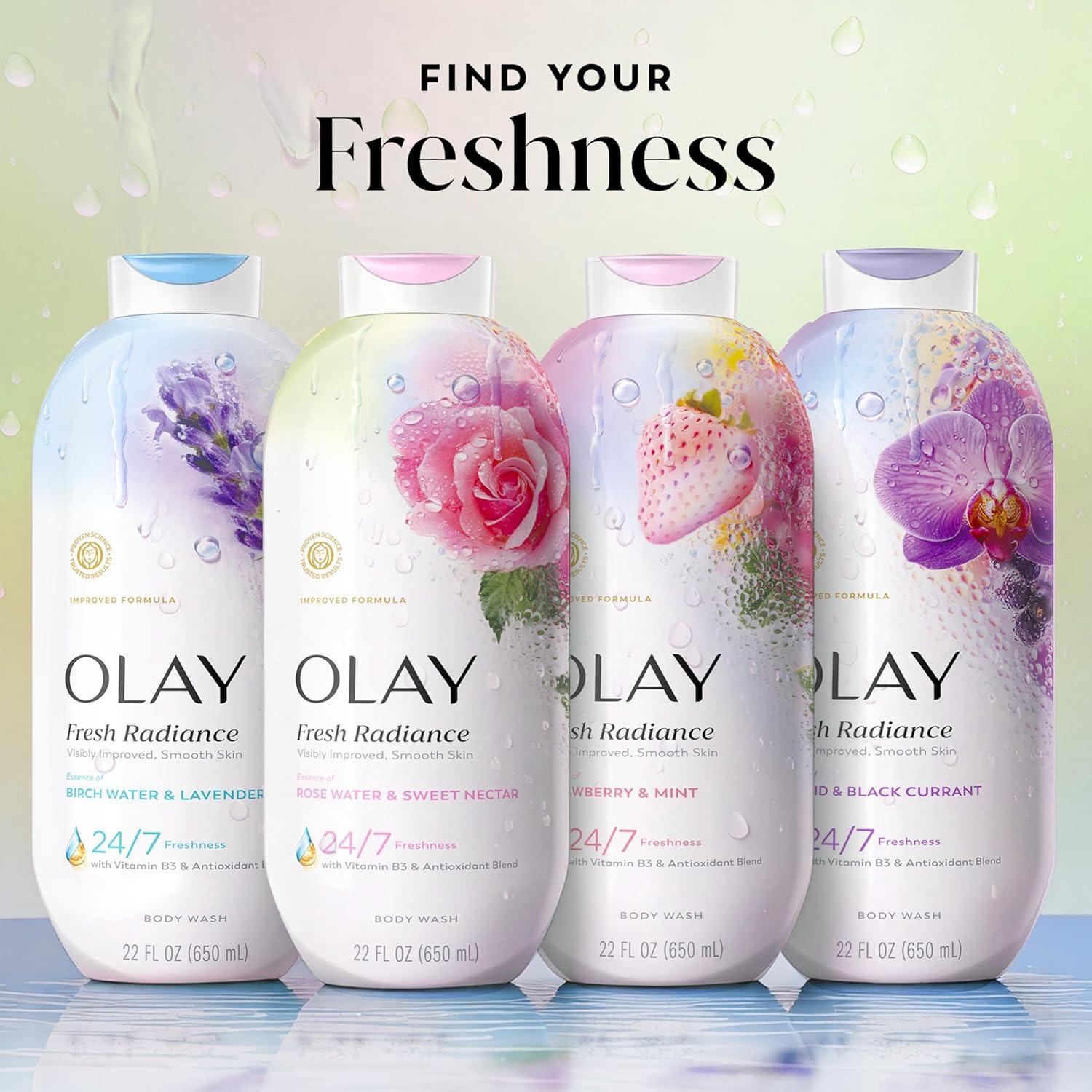 imageOlay Body Wash for Women Fresh Radiance 247 SkinLoving Freshness Visibly Radiant Plant Based Cleansers Vitamin B3 amp Antioxidant Blend For All Skin Types Cucumber amp Aloe Water Scent 22 fl ozRose