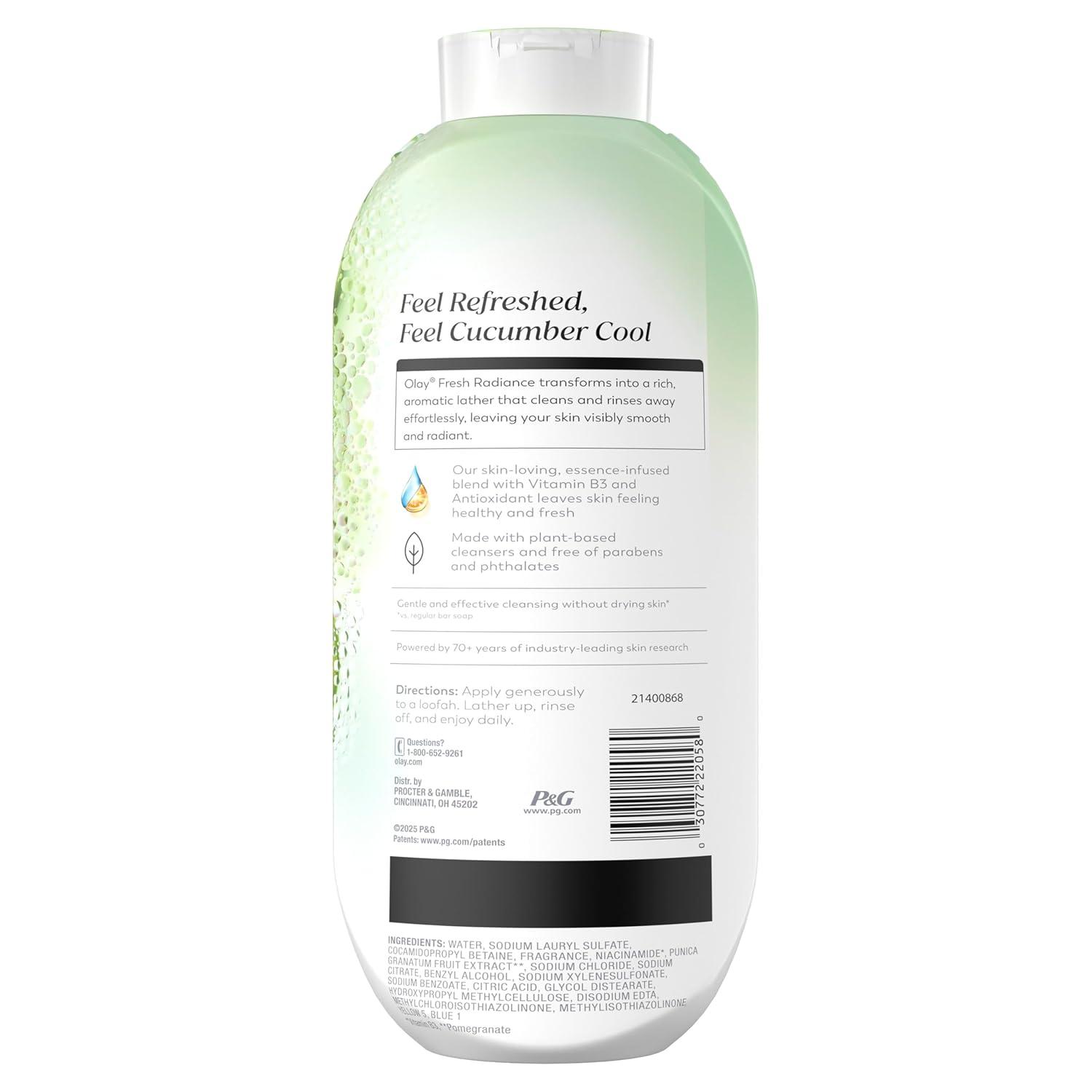 imageOlay Body Wash for Women Fresh Radiance 247 SkinLoving Freshness Visibly Radiant Plant Based Cleansers Vitamin B3 amp Antioxidant Blend For All Skin Types Cucumber amp Aloe Water Scent 22 fl ozCucumber Aloe Water