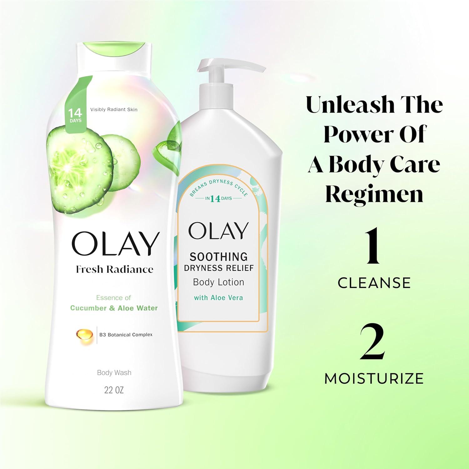 imageOlay Body Wash for Women Fresh Radiance 247 SkinLoving Freshness Visibly Radiant Plant Based Cleansers Vitamin B3 amp Antioxidant Blend For All Skin Types Cucumber amp Aloe Water Scent 22 fl ozCucumber Aloe Water
