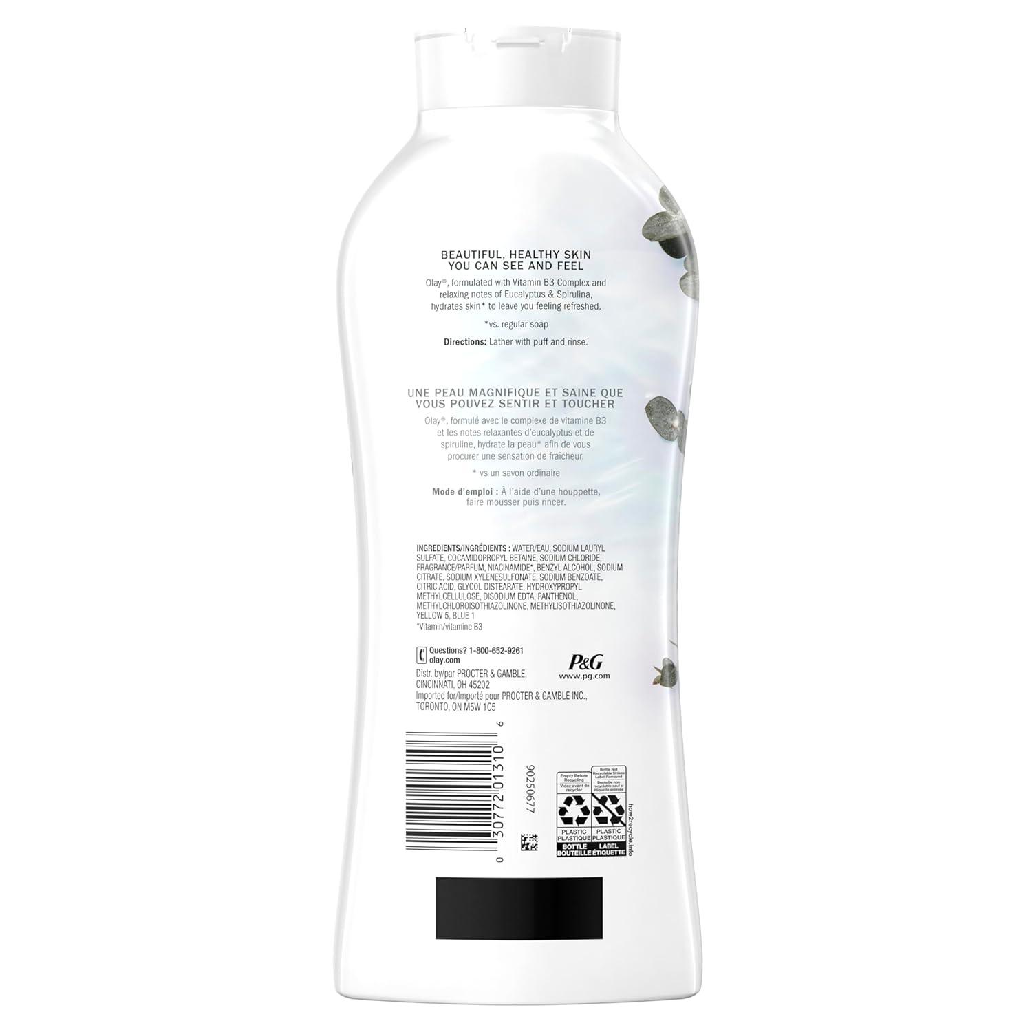 imageOlay Body Wash for Women Fresh Radiance 247 SkinLoving Freshness Visibly Radiant Plant Based Cleansers Vitamin B3 amp Antioxidant Blend For All Skin Types Cucumber amp Aloe Water Scent 22 fl ozEucalyptus Spirulina