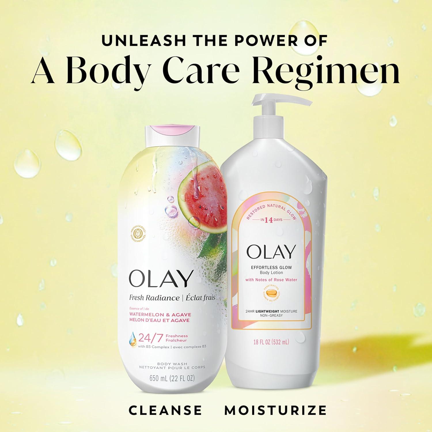 imageOlay Body Wash for Women Fresh Radiance 247 SkinLoving Freshness Visibly Radiant Plant Based Cleansers Vitamin B3 amp Antioxidant Blend For All Skin Types Cucumber amp Aloe Water Scent 22 fl ozWatermelon Agave