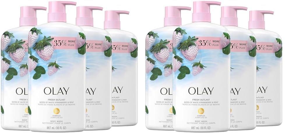 imageOlay Body Wash for Women Fresh Radiance 247 SkinLoving Freshness Visibly Radiant Plant Based Cleansers Vitamin B3 amp Antioxidant Blend For All Skin Types Cucumber amp Aloe Water Scent 22 fl ozStrawberry Mint