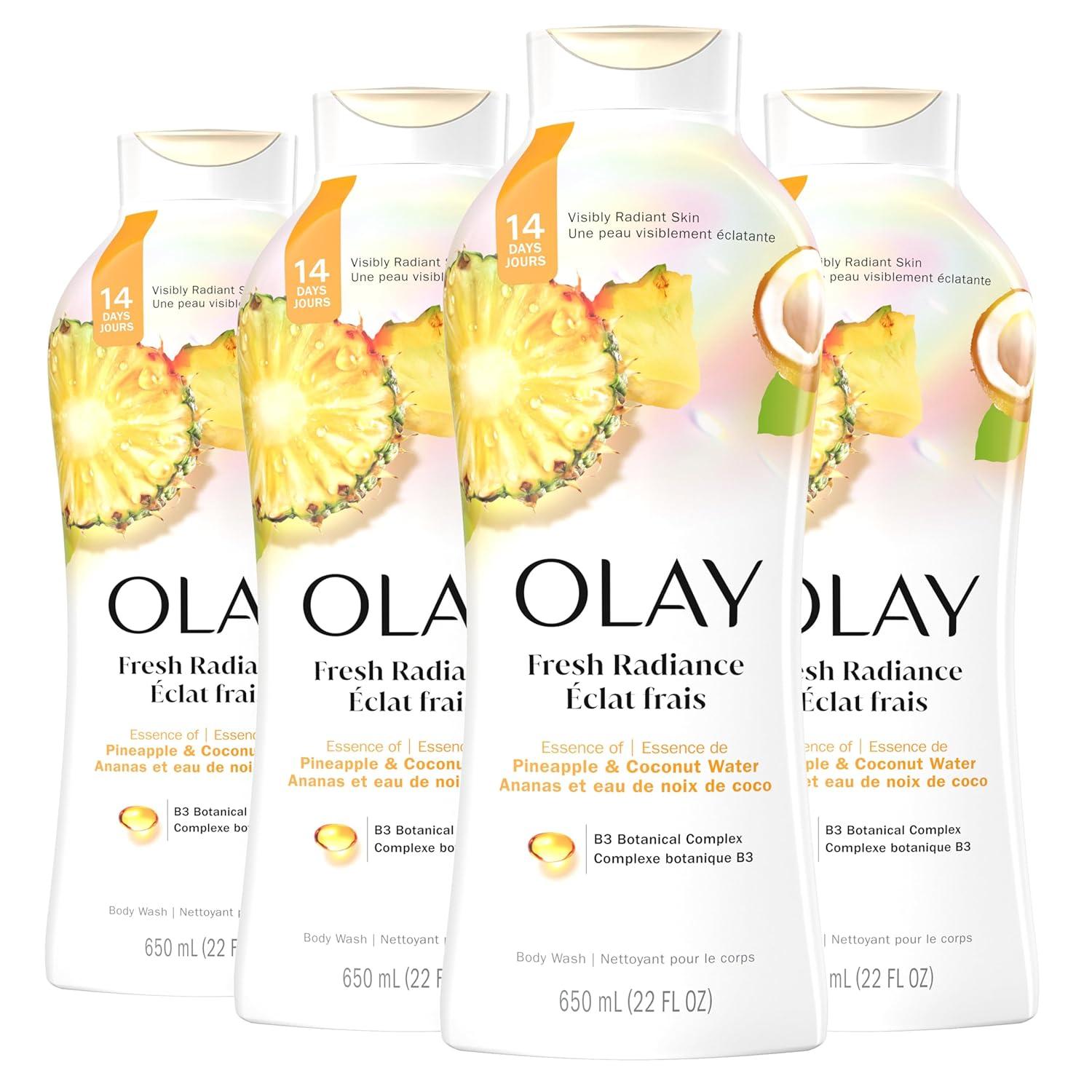imageOlay Body Wash for Women Fresh Radiance 247 SkinLoving Freshness Visibly Radiant Plant Based Cleansers Vitamin B3 amp Antioxidant Blend For All Skin Types Cucumber amp Aloe Water Scent 22 fl ozPineapple Coconut Water