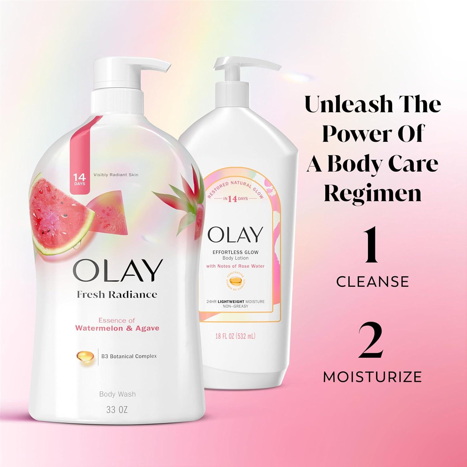 imageOlay Body Wash for Women Fresh Radiance 247 SkinLoving Freshness Visibly Radiant Plant Based Cleansers Vitamin B3 amp Antioxidant Blend For All Skin Types Cucumber amp Aloe Water Scent 22 fl ozWatermelon Agave