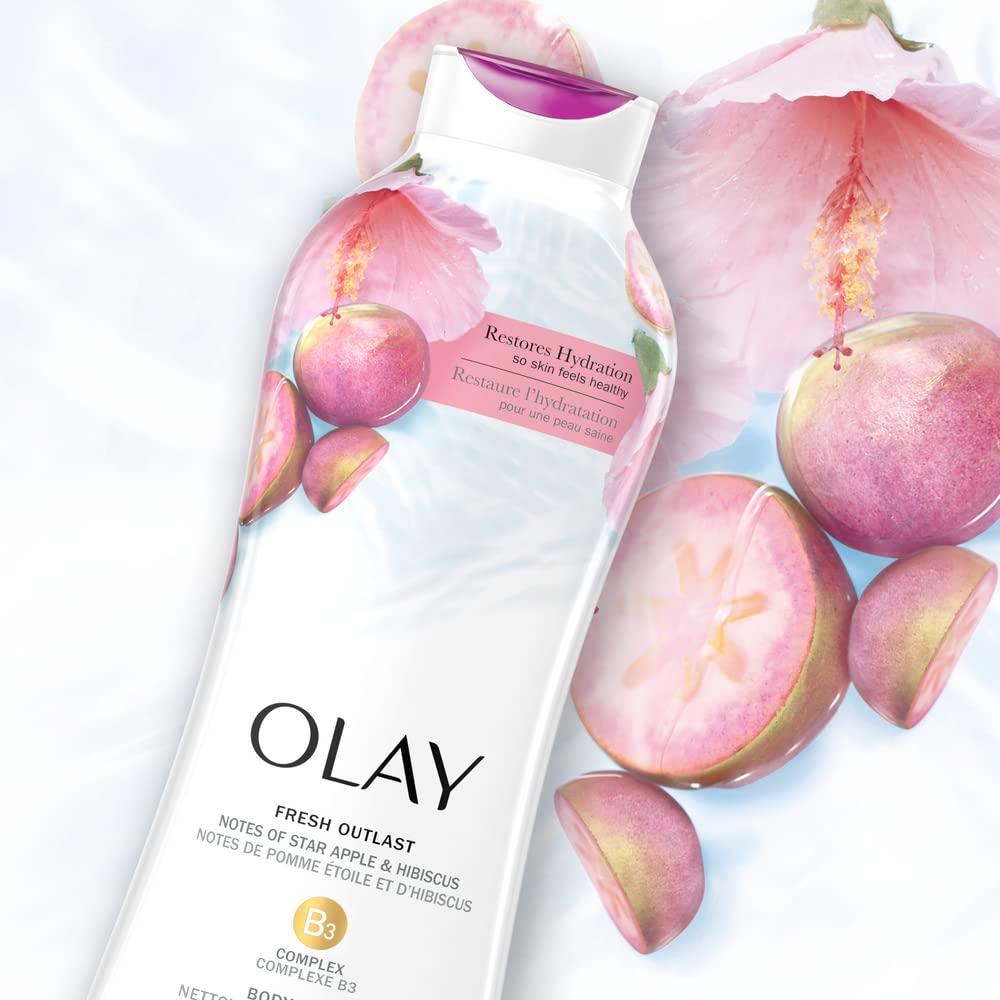 imageOlay Body Wash for Women Fresh Radiance 247 SkinLoving Freshness Visibly Radiant Plant Based Cleansers Vitamin B3 amp Antioxidant Blend For All Skin Types Cucumber amp Aloe Water Scent 22 fl ozStar Apple Hibiscus
