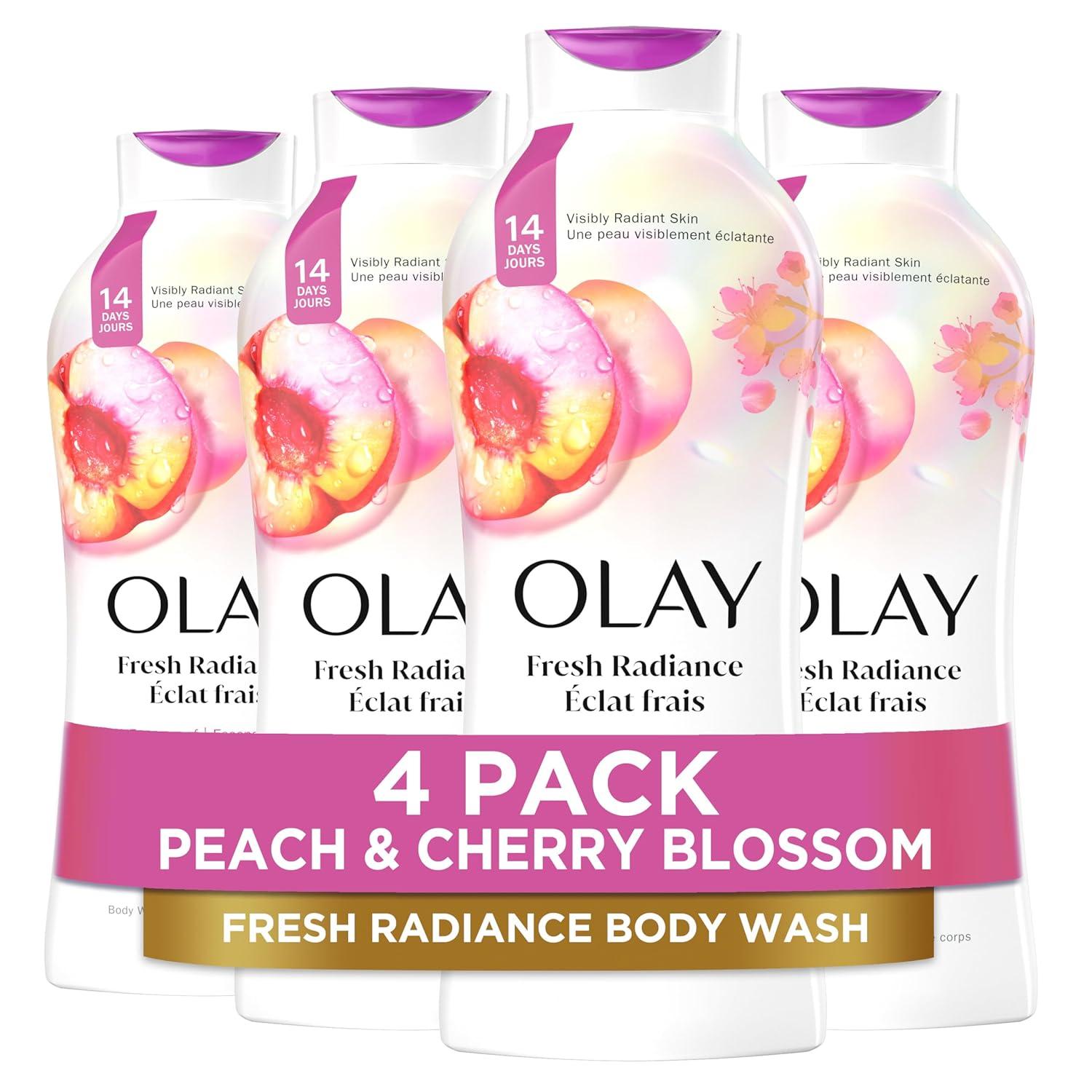 imageOlay Body Wash for Women Fresh Radiance 247 SkinLoving Freshness Visibly Radiant Plant Based Cleansers Vitamin B3 amp Antioxidant Blend For All Skin Types Cucumber amp Aloe Water Scent 22 fl ozPeach Cherry Blossom