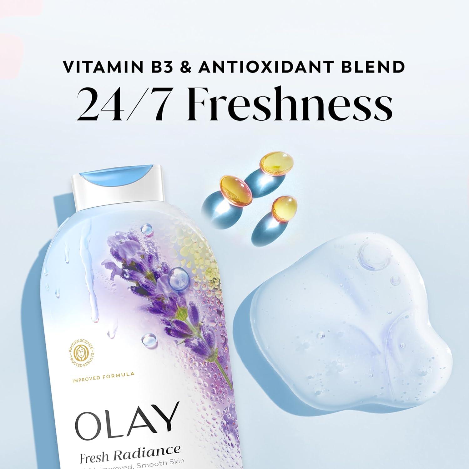 imageOlay Body Wash for Women Fresh Radiance 247 SkinLoving Freshness Visibly Radiant Plant Based Cleansers Vitamin B3 amp Antioxidant Blend For All Skin Types Cucumber amp Aloe Water Scent 22 fl ozBirch Water Lavender