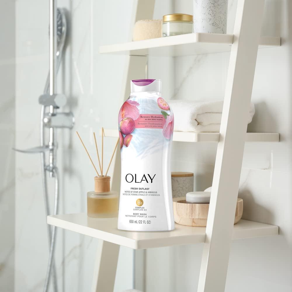 imageOlay Body Wash for Women Fresh Radiance 247 SkinLoving Freshness Visibly Radiant Plant Based Cleansers Vitamin B3 amp Antioxidant Blend For All Skin Types Cucumber amp Aloe Water Scent 22 fl ozStar Apple Hibiscus