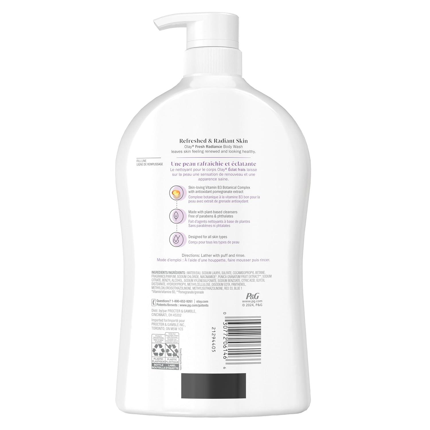 imageOlay Body Wash for Women Fresh Radiance 247 SkinLoving Freshness Visibly Radiant Plant Based Cleansers Vitamin B3 amp Antioxidant Blend For All Skin Types Cucumber amp Aloe Water Scent 22 fl ozOrchid Black Currant