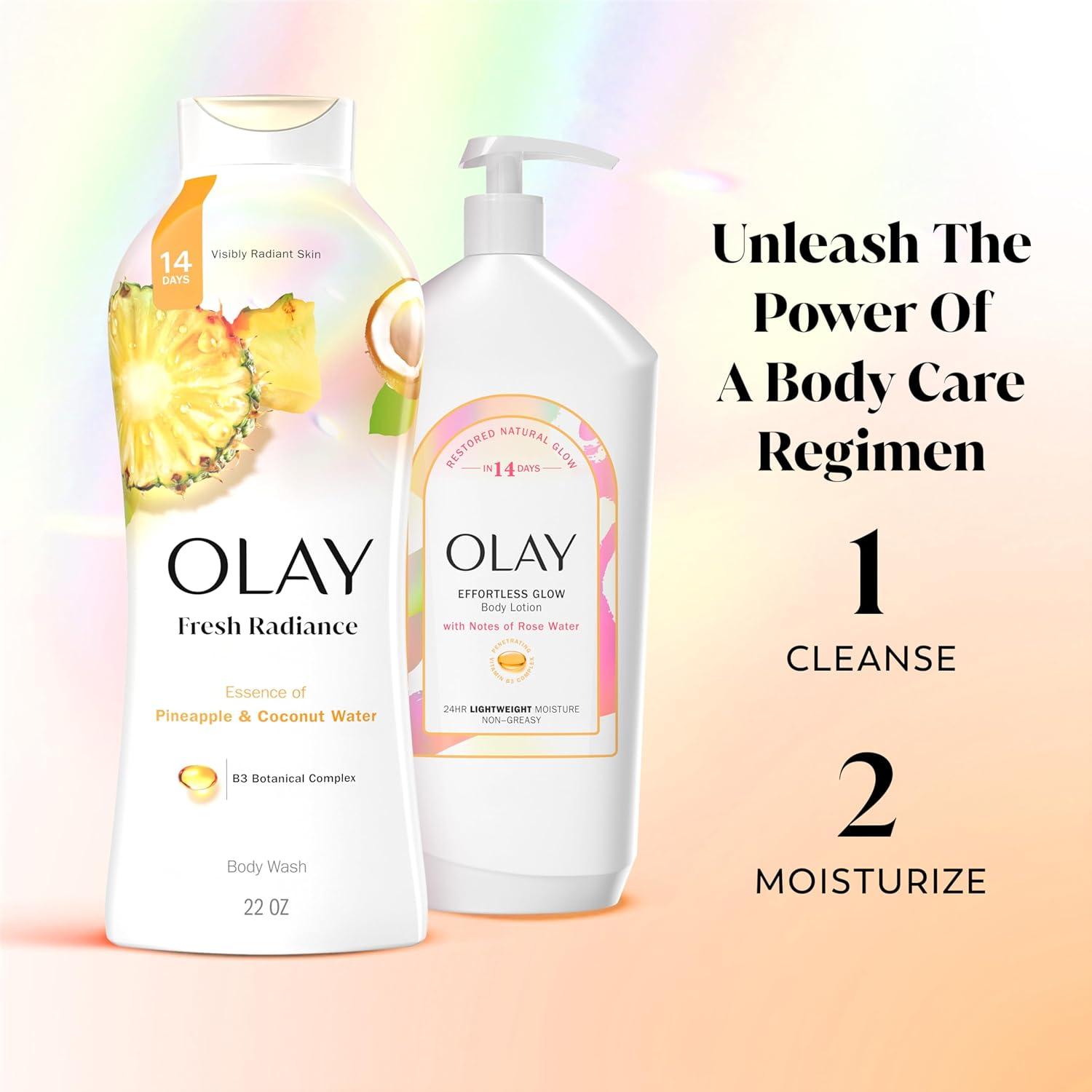 imageOlay Body Wash for Women Fresh Radiance 247 SkinLoving Freshness Visibly Radiant Plant Based Cleansers Vitamin B3 amp Antioxidant Blend For All Skin Types Cucumber amp Aloe Water Scent 22 fl ozPineapple Coconut Water
