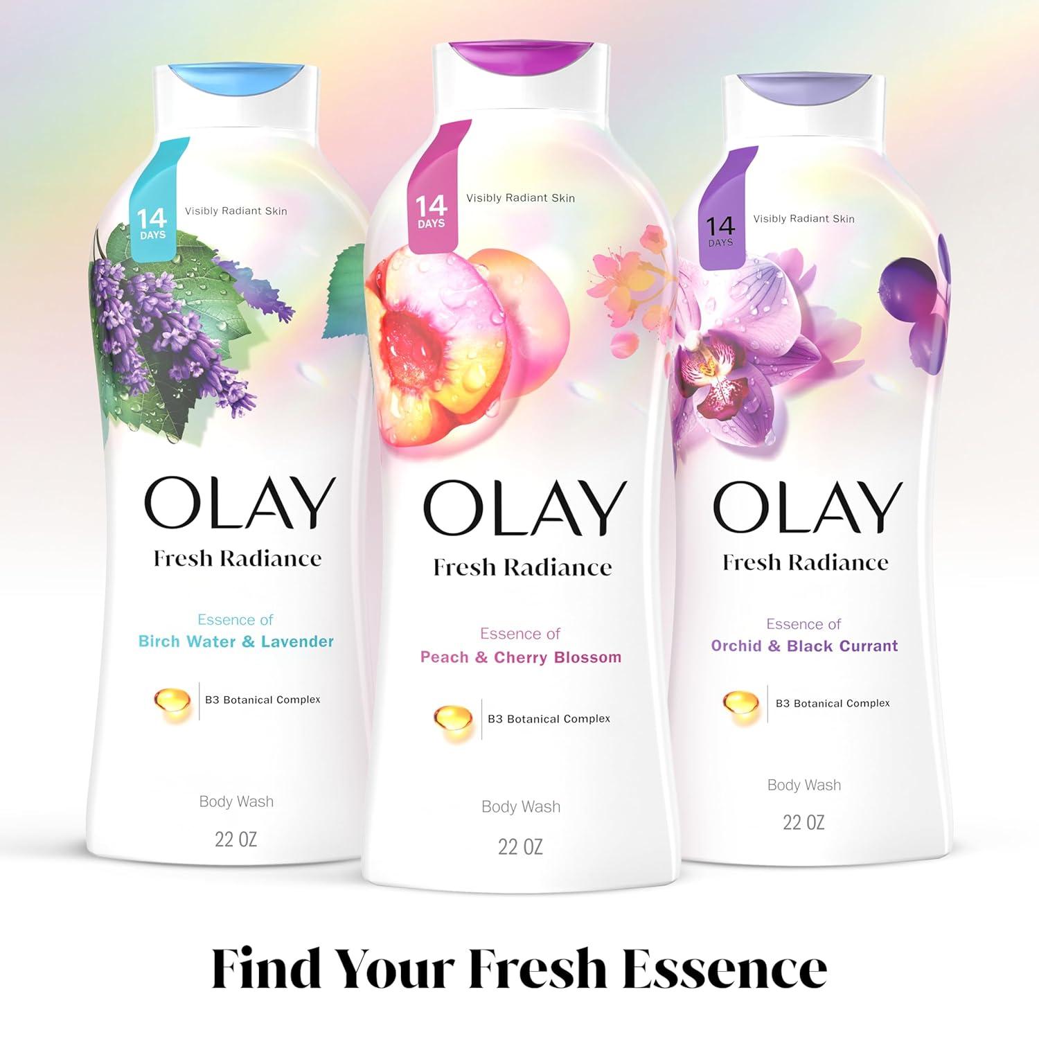 imageOlay Body Wash for Women Fresh Radiance 247 SkinLoving Freshness Visibly Radiant Plant Based Cleansers Vitamin B3 amp Antioxidant Blend For All Skin Types Cucumber amp Aloe Water Scent 22 fl ozPeach Cherry Blossom