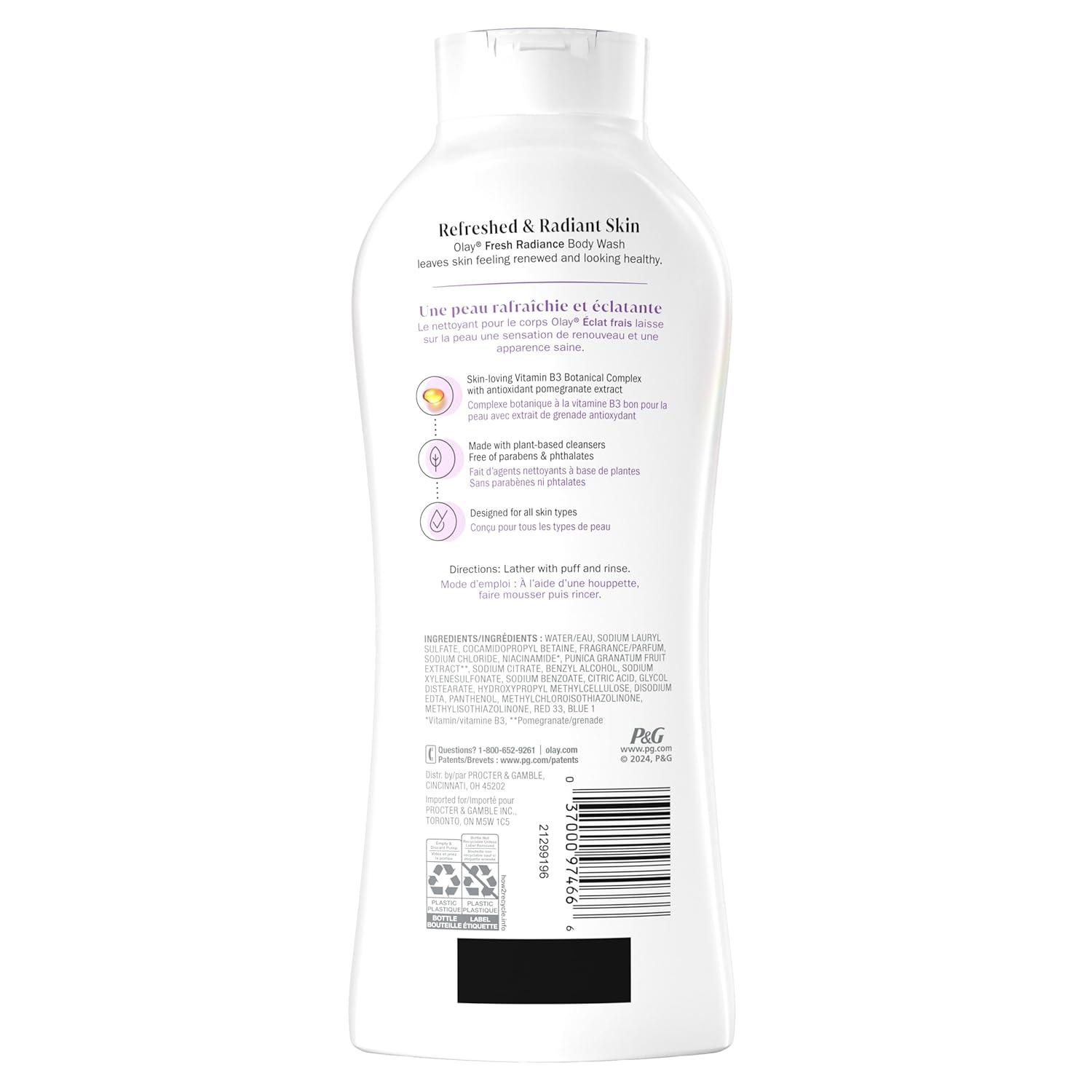 imageOlay Body Wash for Women Fresh Radiance 247 SkinLoving Freshness Visibly Radiant Plant Based Cleansers Vitamin B3 amp Antioxidant Blend For All Skin Types Cucumber amp Aloe Water Scent 22 fl ozOrchid Black Currant