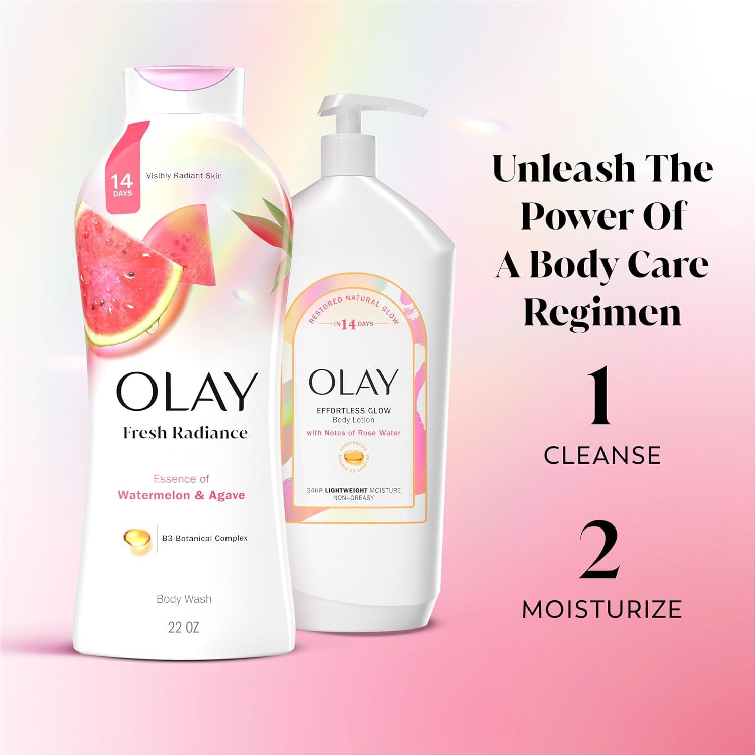 imageOlay Body Wash for Women Fresh Radiance 247 SkinLoving Freshness Visibly Radiant Plant Based Cleansers Vitamin B3 amp Antioxidant Blend For All Skin Types Cucumber amp Aloe Water Scent 22 fl ozWatermelon Agave