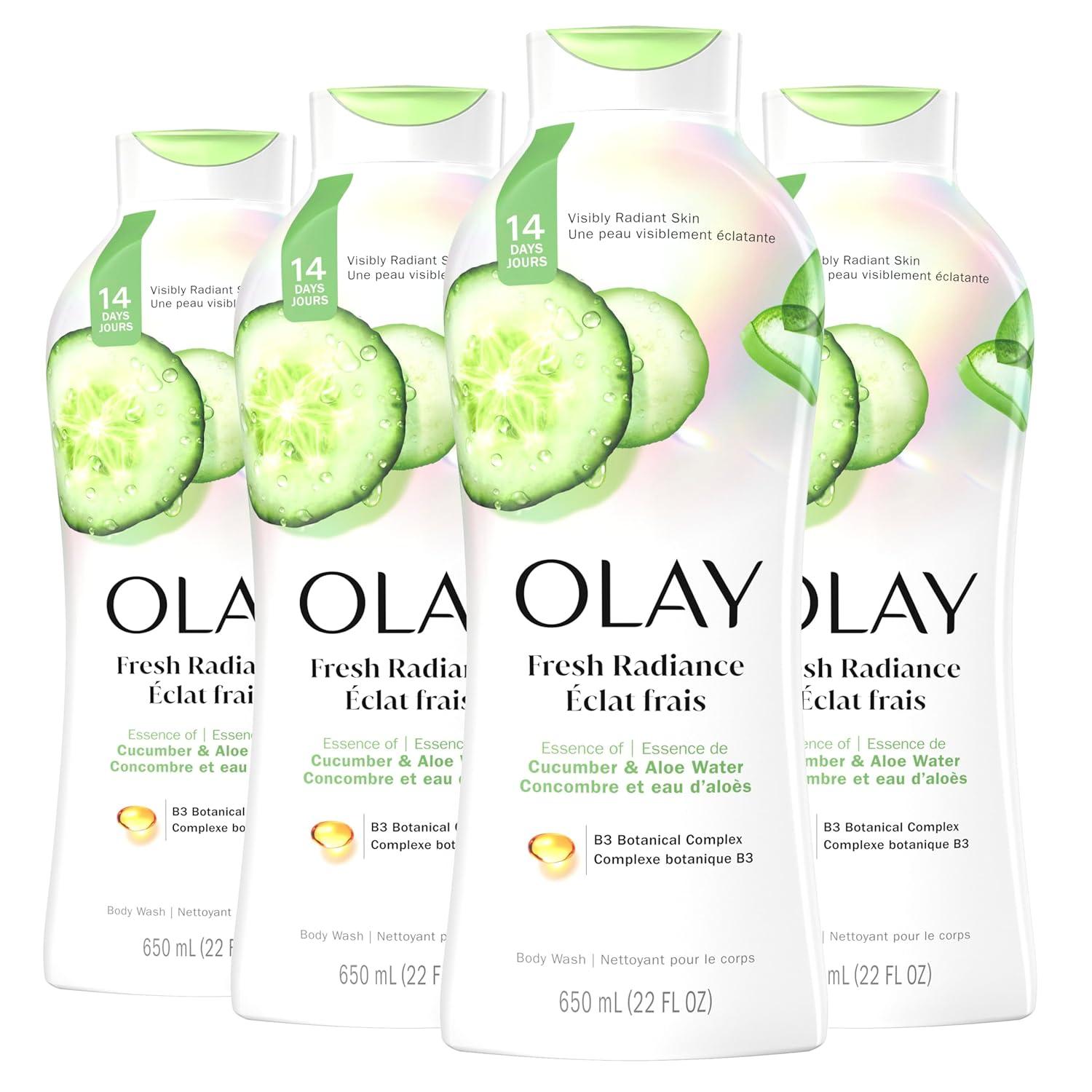 imageOlay Body Wash for Women Fresh Radiance 247 SkinLoving Freshness Visibly Radiant Plant Based Cleansers Vitamin B3 amp Antioxidant Blend For All Skin Types Cucumber amp Aloe Water Scent 22 fl ozCucumber Aloe Water