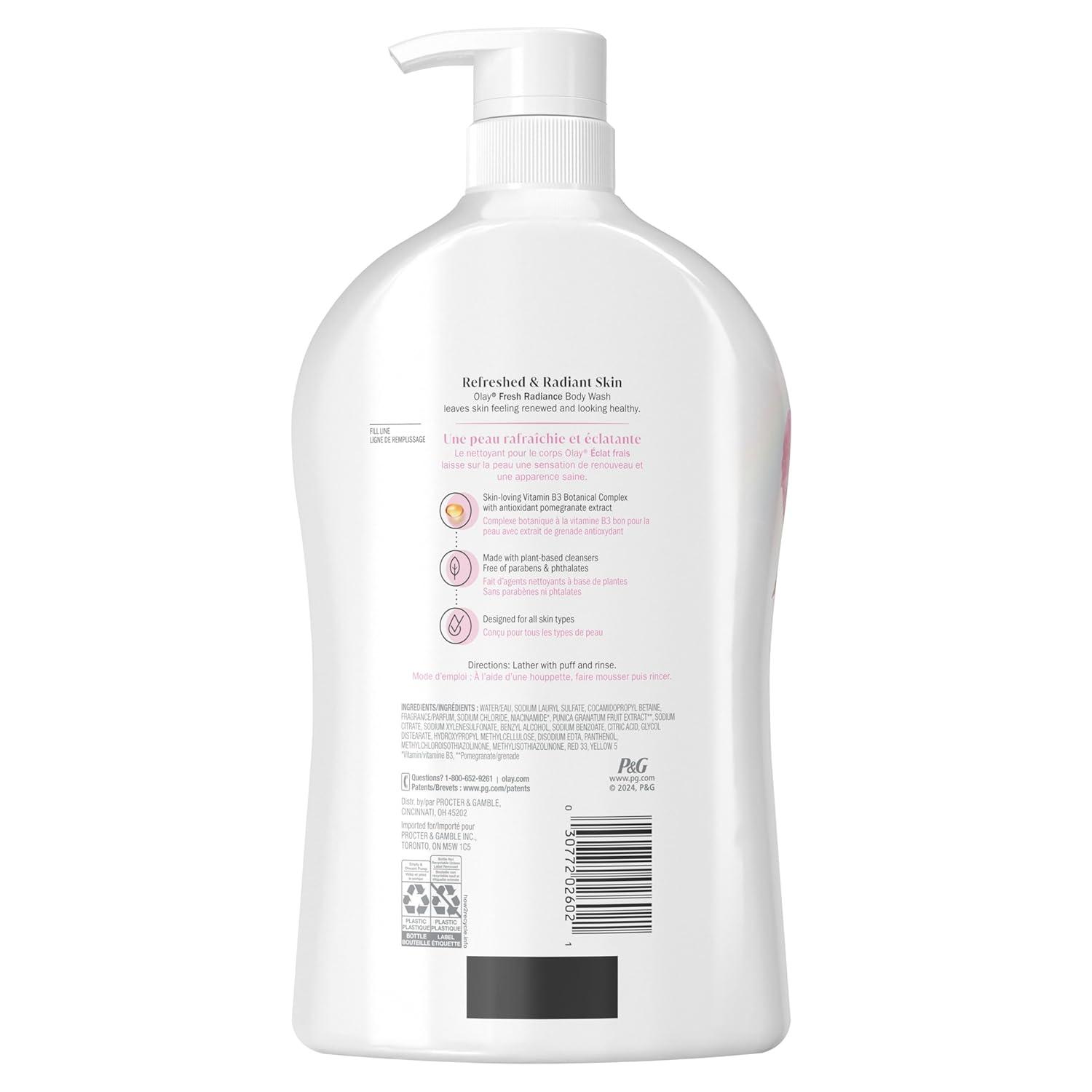 imageOlay Body Wash for Women Fresh Radiance 247 SkinLoving Freshness Visibly Radiant Plant Based Cleansers Vitamin B3 amp Antioxidant Blend For All Skin Types Cucumber amp Aloe Water Scent 22 fl ozRose