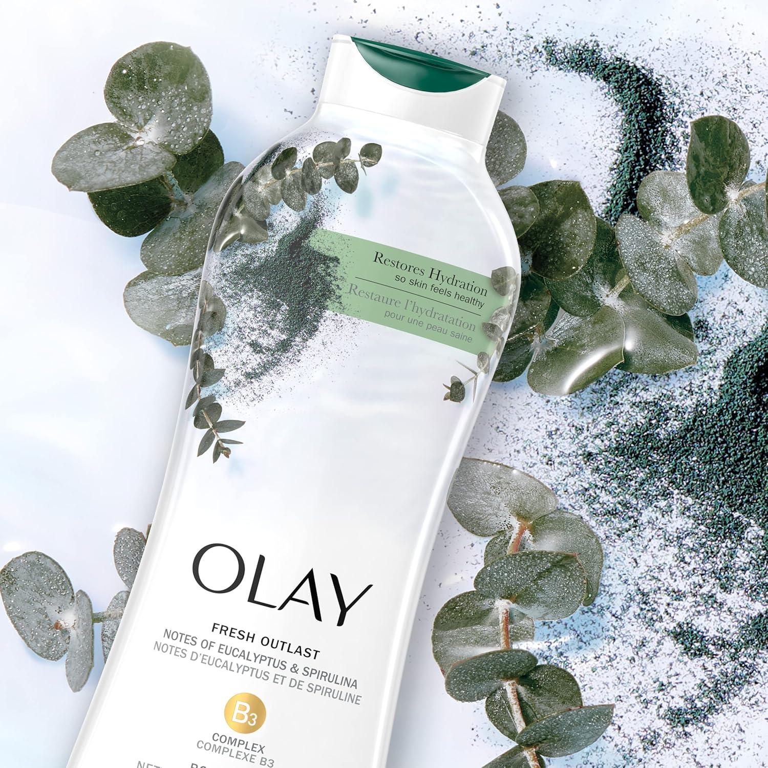 imageOlay Body Wash for Women Fresh Radiance 247 SkinLoving Freshness Visibly Radiant Plant Based Cleansers Vitamin B3 amp Antioxidant Blend For All Skin Types Cucumber amp Aloe Water Scent 22 fl ozEucalyptus Spirulina