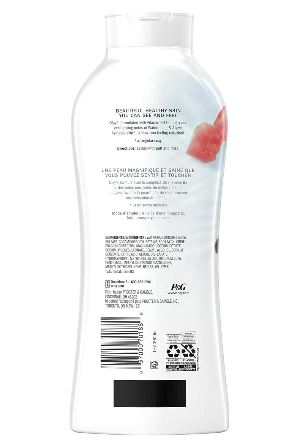 imageOlay Body Wash for Women Fresh Radiance 247 SkinLoving Freshness Visibly Radiant Plant Based Cleansers Vitamin B3 amp Antioxidant Blend For All Skin Types Cucumber amp Aloe Water Scent 22 fl ozWatermelon