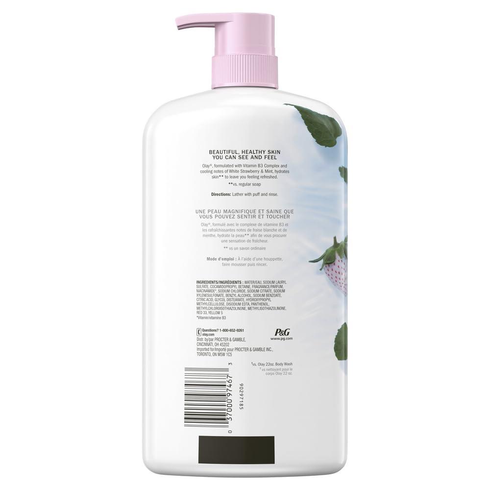 imageOlay Body Wash for Women Fresh Radiance 247 SkinLoving Freshness Visibly Radiant Plant Based Cleansers Vitamin B3 amp Antioxidant Blend For All Skin Types Cucumber amp Aloe Water Scent 22 fl ozStrawberry Mint