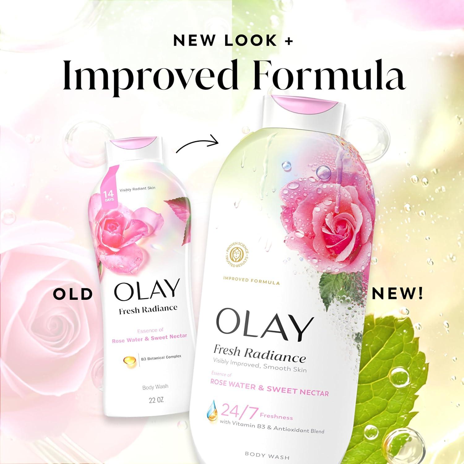 imageOlay Body Wash for Women Fresh Radiance 247 SkinLoving Freshness Visibly Radiant Plant Based Cleansers Vitamin B3 amp Antioxidant Blend For All Skin Types Cucumber amp Aloe Water Scent 22 fl ozRose
