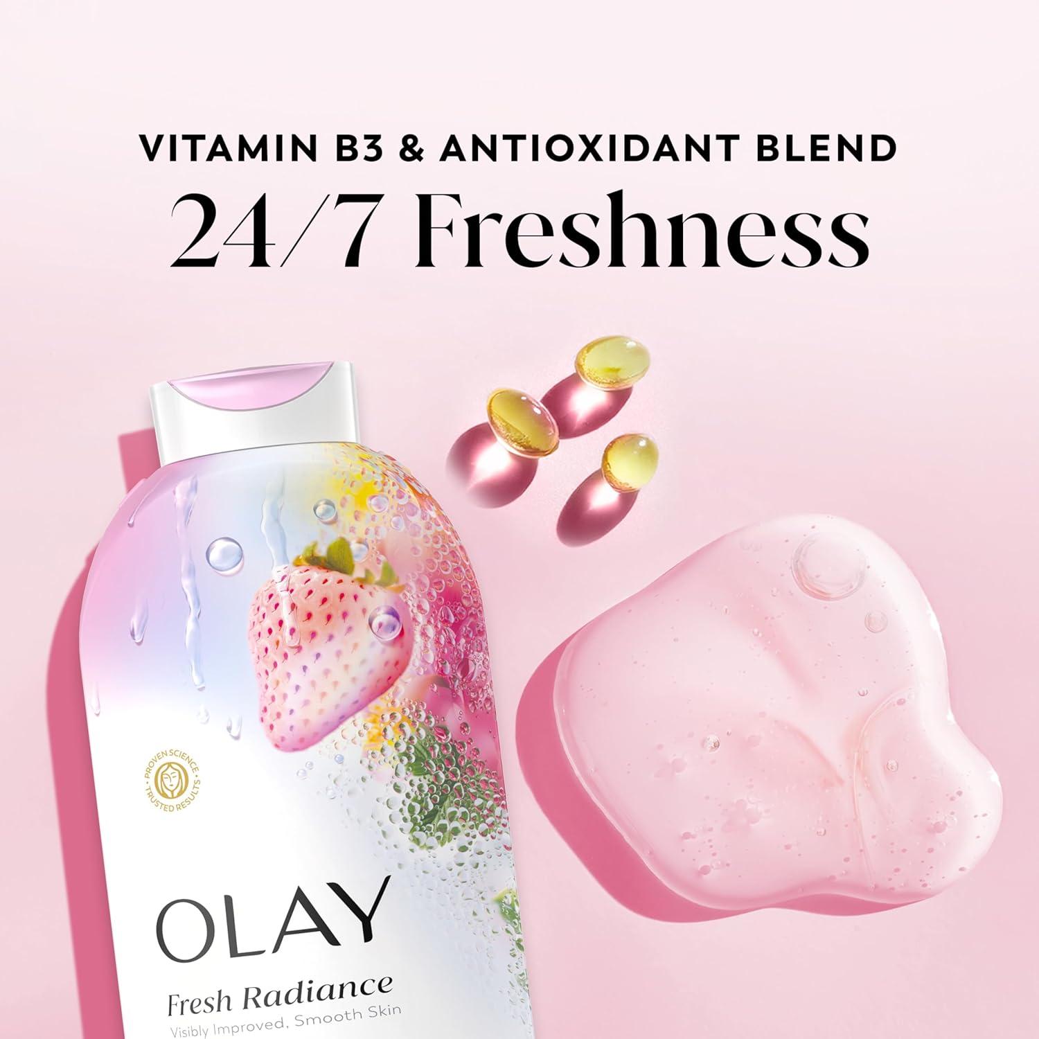imageOlay Body Wash for Women Fresh Radiance 247 SkinLoving Freshness Visibly Radiant Plant Based Cleansers Vitamin B3 amp Antioxidant Blend For All Skin Types Cucumber amp Aloe Water Scent 22 fl ozStrawberry Mint